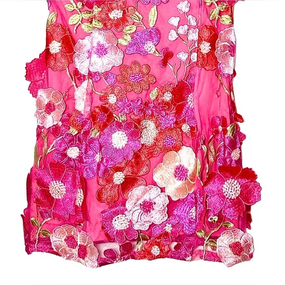 NWT Lulus Emphatically Adorable Hot Pink Floral Tie-Strap Mini Dress, Medium - Picture 9 of 15